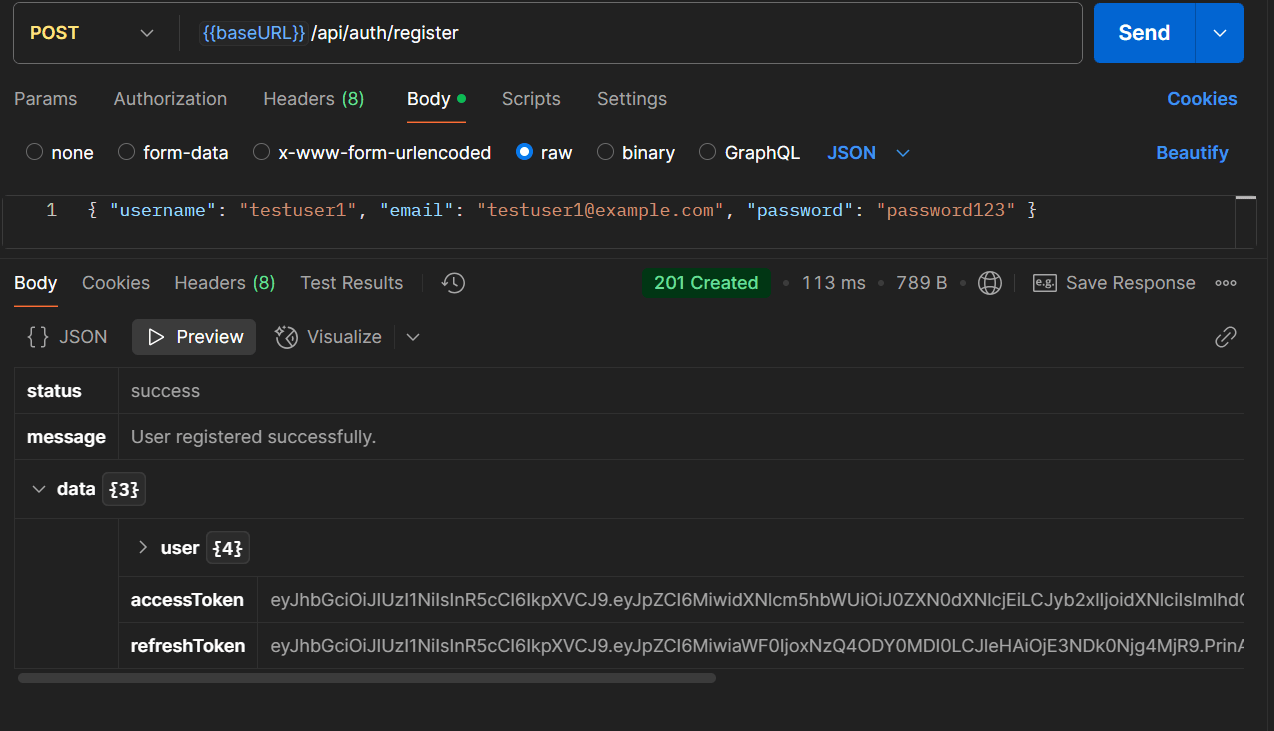 Screenshot of Authentication & Authorization API ( OAuth2 JWT)